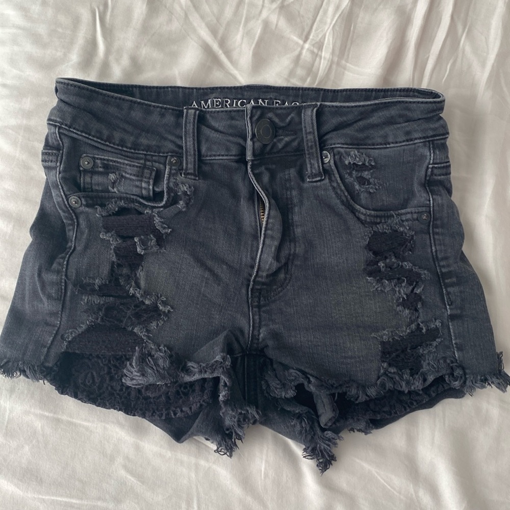 American Eagle hi-rise shortie jean shorts-black wash